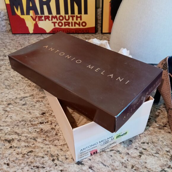 Antonio Melani Pink Snake Skin Bowtique Peep Toe Heels NIB - Picture 10 of 11